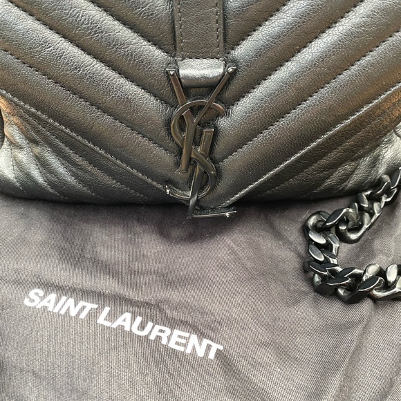 Rare Black on black YSL metalasse chevron crossbody bag purse - Picture 3 of 7